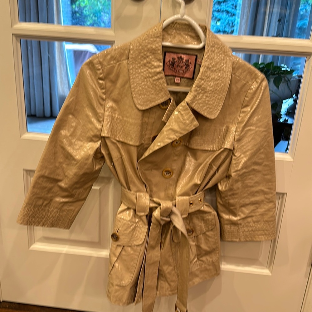 Juicy Couture glossy camel trench/rain coat, girls XL